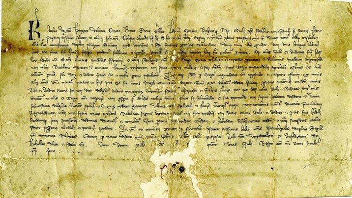 LISTINA KAROLA RÓBERTA Z ANJOU Z ROKU 1321 (Okr. archív Levice, fond Magistrát Pukanec)